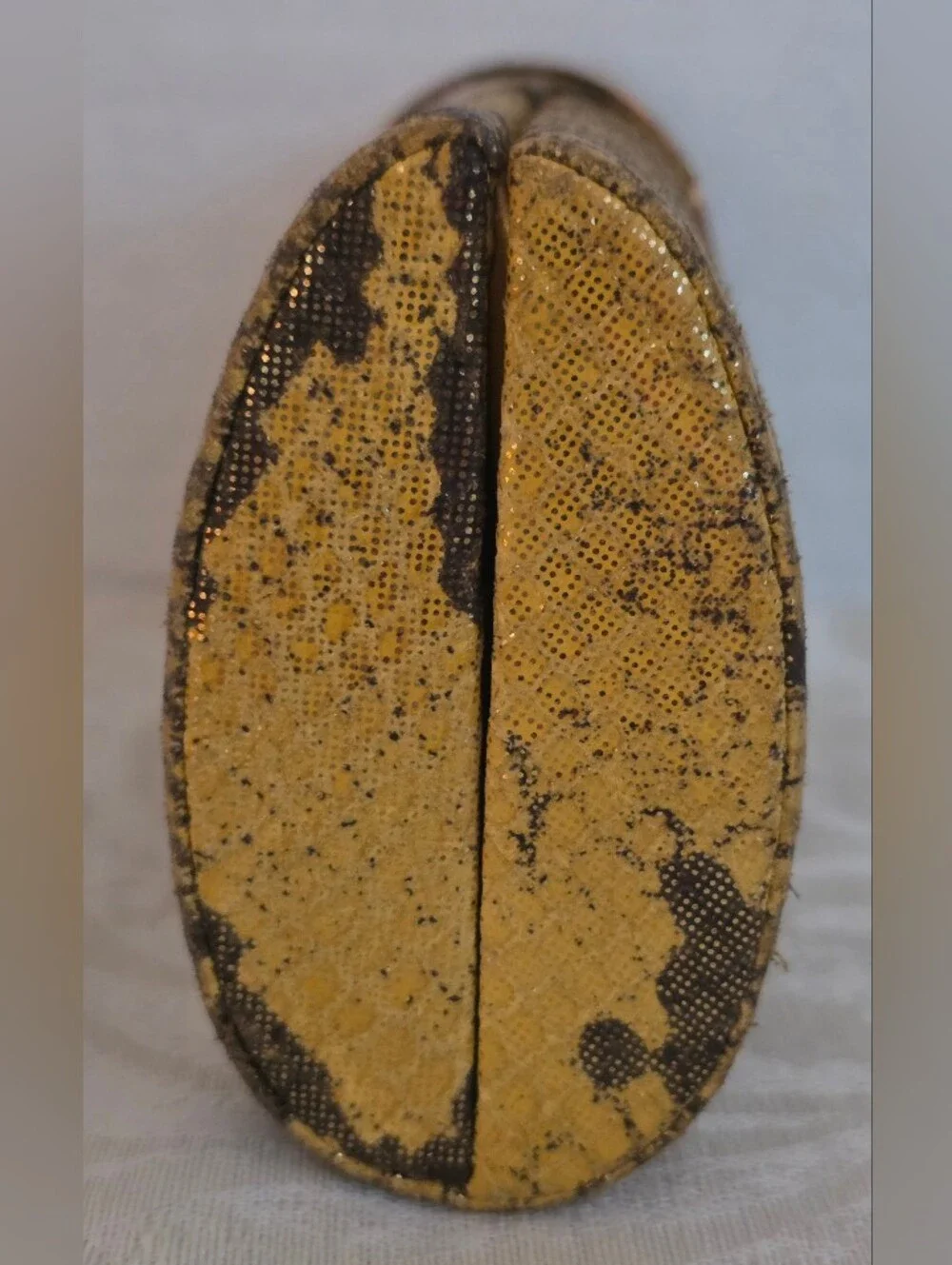 Banana Republic Yellow & Black Metallic Snakeskin Leather Hardshell Clutch